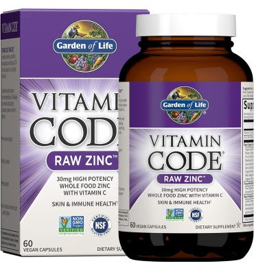 Zinc Raw Vegano con Vitamina C. 60 Vcaps