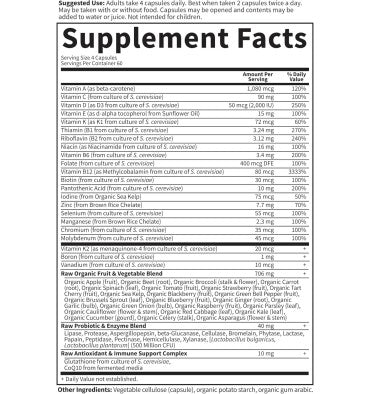 Multivitamínico RAW para Mujeres +50. 240 Vcaps