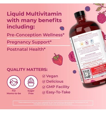 Multivitamínico Líquido Prenatal y Postnatal sabor Berry. 946 ml.