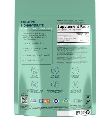 Creatina Monihidratada adicionada con Probióticos. 348 gr.