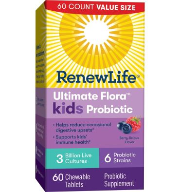 Probióticos para Niños Ultimate Flora sabor Berries 3 billiones. 60 tabs masticables