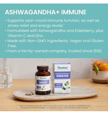 Himalaya, Ashwagandha soporte Inmune, Zinc y Vitamina C. 60 Vcaps