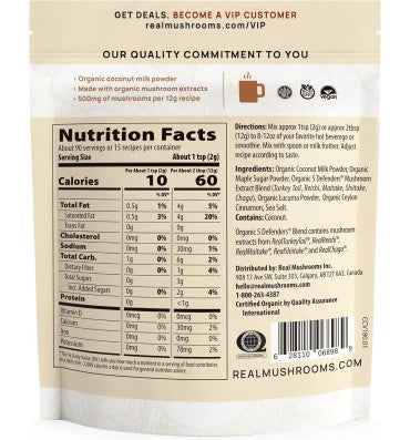 "5 Defenders Functional Coconut Creamer"; Mezcla de Hongos Orgánicos. 180 gr