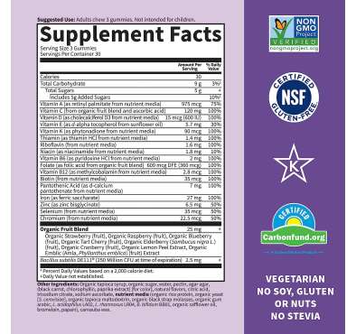 Multivitamínico Prenatal en Gomitas; Hierro, Folato, Biotina. 90 gomitas