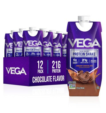 Vega Sport, Proteína Vegana Lista para Tomar sabor Chocolate Cremoso, libre de lactosa 330 ml. 12 pack