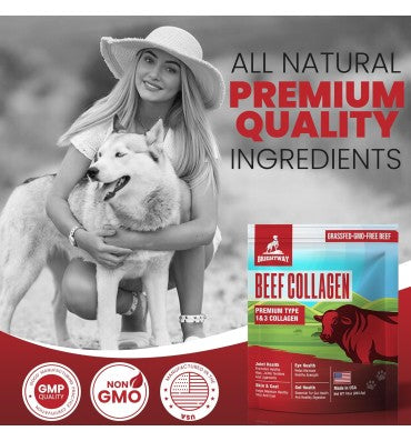 Péptidos de Colágeno Natural de Bovino Grass Fed, tipo I y III, para Perros. 283.5 gr