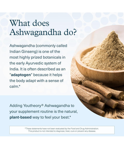 Youtheory, Ashwagandha KSM-66 Orgánico y extracto de Jengibre sabor Berries. 60 gomitas