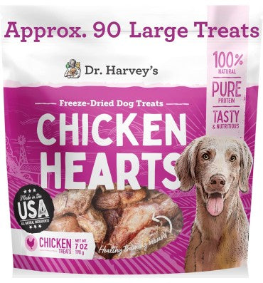 Freeze Dried Chicken Hearts Dog Treats Allergen Free.7 Ounces