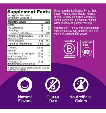 Immunity Sleep, Melatonina (3 gr)  Elderberry y Echinacea. 36 gomitas