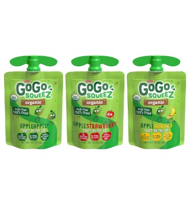 Puré de Manzana con Fresa o Plátano Orgánico Variety Pack. 28 pack