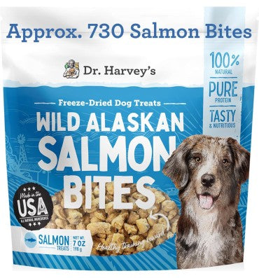 Wild Alaskan Salmon Bites Freeze Dried Dog Treats. 7 oz.