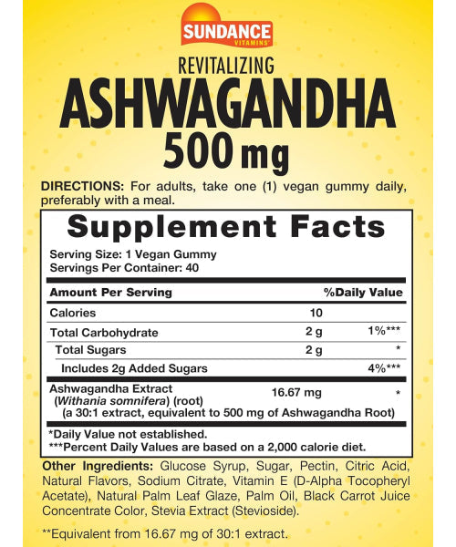 Sundance, Ashwagandha sabor Durazno. 40 gomitas