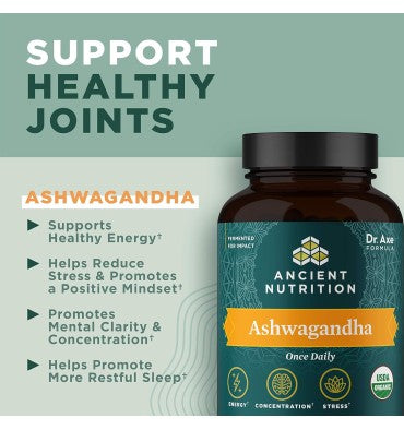 Ancient Nutrition, Ashwagandha Orgánica Fermentada. 30 Tabs
