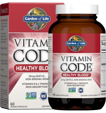 Sangre Saludable RAW. Vit C, B12, Folato. 60 Vcaps