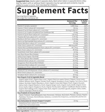 Multivitamínico RAW para Mujeres. Senos, Sistema Reproductivo. 240 Vcaps