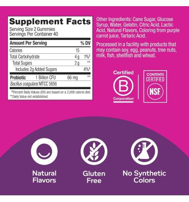Probióticos en Gomitas sabor Berries. 80 Gomitas