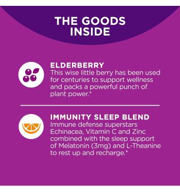 Immunity Sleep, Melatonina (3 gr)  Elderberry y Echinacea. 36 gomitas