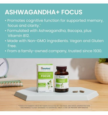 Himalaya, Ashwagandha, Bacopa y B12, soporte Claridad Mental . 60 Vcaps