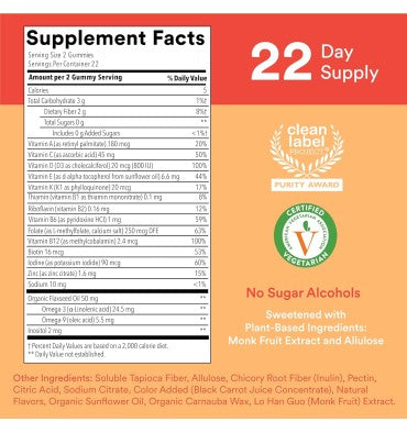 Multivitamínico y Omegas para Niños, libre de azúcar. 44 gomitas.