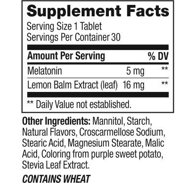 Tabletas de Disolución Rápida para dormir Extra Fuerte, 5 mg de Melatonina, Fresa. 30 tabs