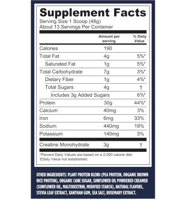 Proteína Vegana (30 gr) + Creatina Monohidratada (3 gr) sabor Vainilla Cremosa. 2 opciones