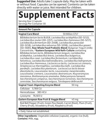 Probióticos Raw Cuidado Vaginal y Urinario, 50 billones. 30 vcaps