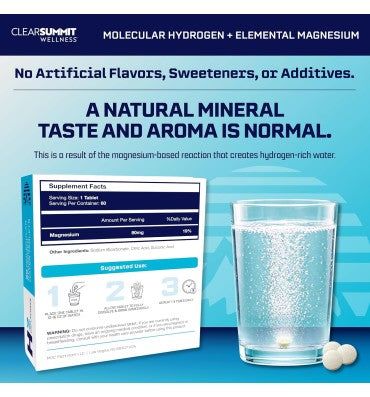 ClearSummit Wellness, Tabletas de Hidrógeno con Magnesio. 60 tabs
