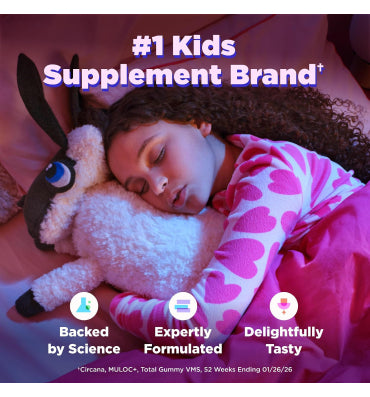 OLLY, Kids Sleep, soporte para descanso nocturno sabor Raspberry. 50, 70 y 90 gomitas