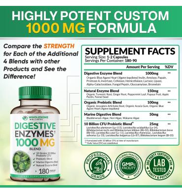 Enzimas Digestivas, Prebióticos y Probióticos. 180 caps.