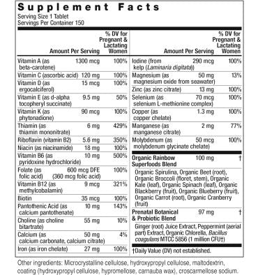 Mutlivitamínico Prenatal Rainbow Light One. 120 Vcaps.