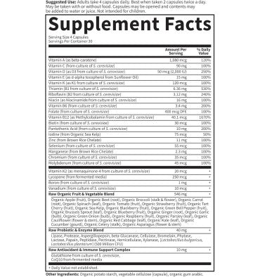 Multivitamínico RAW para Hombres +50. 120 Vcaps