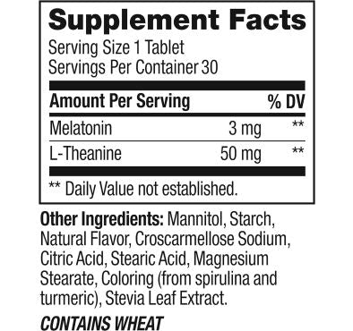 Relaxing Sleep 3 mg Melatonina rápida disolución Manzana. 30 tabs