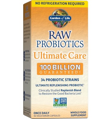 Probióticos Raw Cuidado Intensivo, 100 billiones. 30 Vcaps