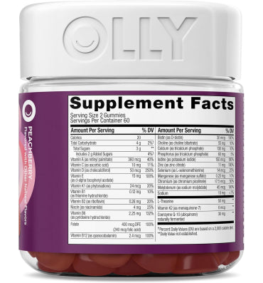 Olly, Multivitamínico para Mujer +40, sabor Fresa Durazno. 120 gomitas.