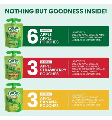 Puré de Manzana con Fresa o Plátano Orgánico Variety Pack. 28 pack