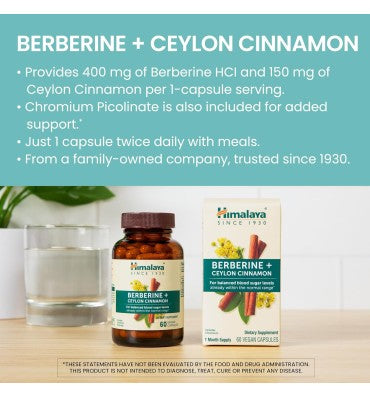 Berberine with Ceylon Cinnamon. 60 Vcaps