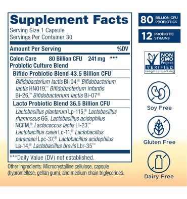 Probióticos Ultimate Flora Cuidado para Colon 80 billones. 60 cápsulas