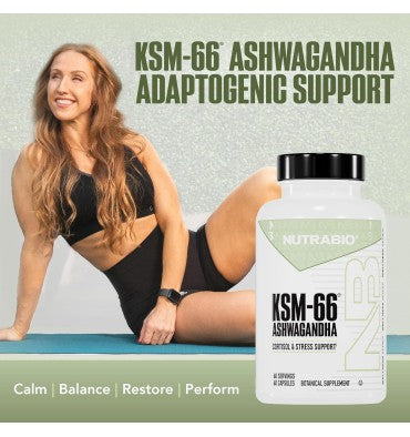 Nutrabio, Ashwagandha KSM 66 600 mg. 2 tamaños