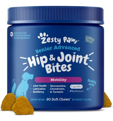 Senior Advanced Mobility Joint. Supplemento con Glucosamina, Chondroitina y MSM, Vitamina C y E, sabor Pollo.90 chews