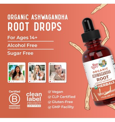 MaryRuth's, Extracto de Raíz de Ashwagandha orgánico, sin alcohol. 30 ml.