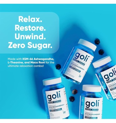 Goli, Ashwagandha KSM-66 sin Azúcar, L Theanina y Maca. 60 Gummies
