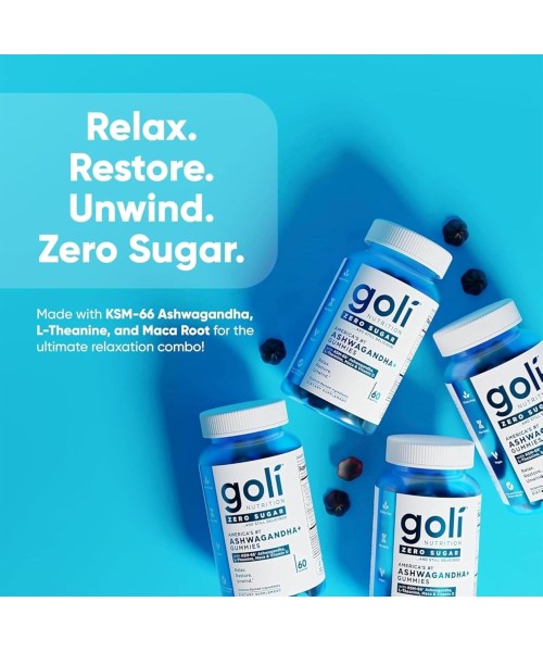 Goli, Ashwagandha sin Azúcar y Hierbas. 60 gomitas