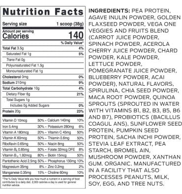 VEGA ONE ORGANIC, sabor Vainilla Francesa. 689 gr.