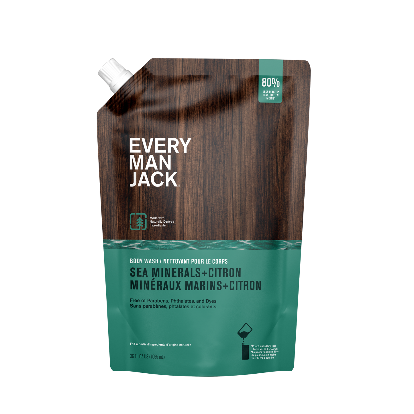 Body Wash Hidratante Refill Sea Minerals + Citron. 1.06 L. - Every Man Jack