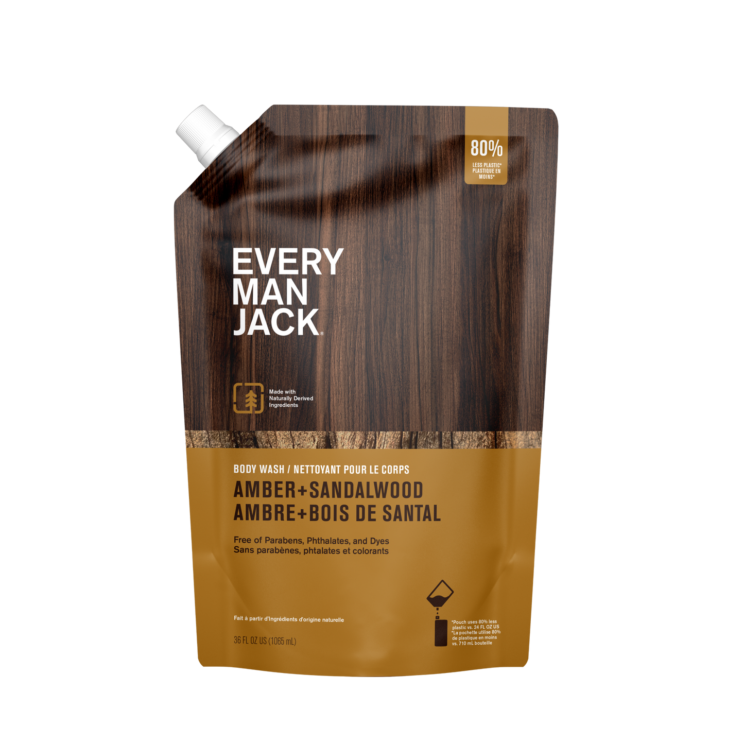 Body Wash Hidratante Refill Amber + Sandalwood. 1.06 L. - Every Man Jack
