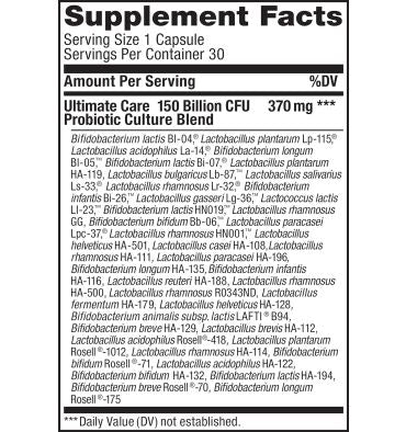 Probióticos Ultimate Flora Cuidado Intensivo 150 billones. 30 vcaps