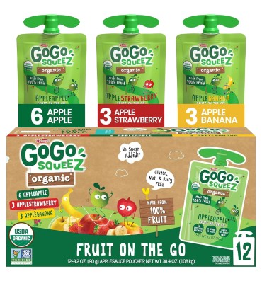 Puré de Manzana con Fresa o Plátano Orgánico Variety Pack. 28 pack