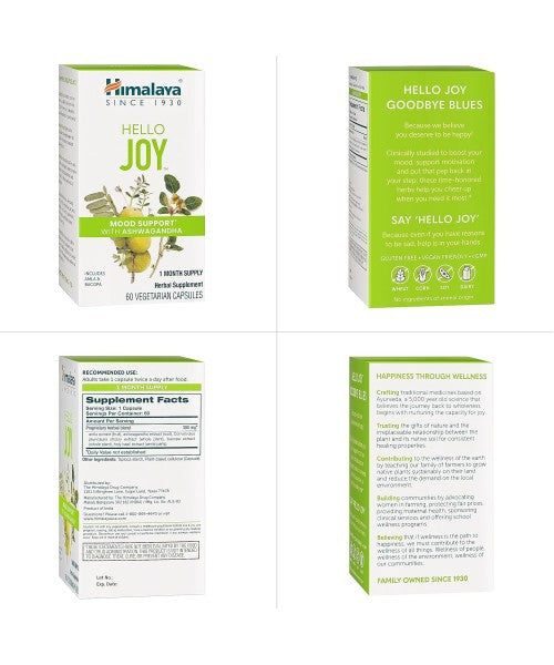 Himalaya, "Hello Joy" Ashwagandha soporte Equilibrio Emocional. 60 caps