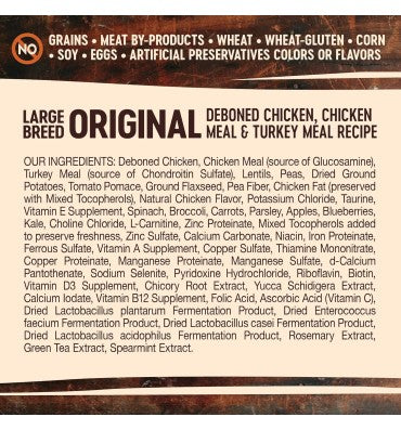 Alimento para Perro raza Grande, sin Granos, Alto en Proteína Pavo y Pollo.