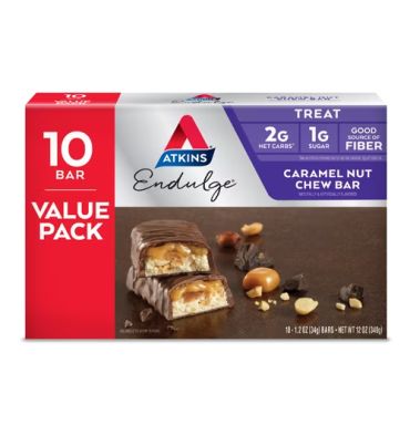 Endulge Treats Caramel Nut Chew Bar. 10 barras